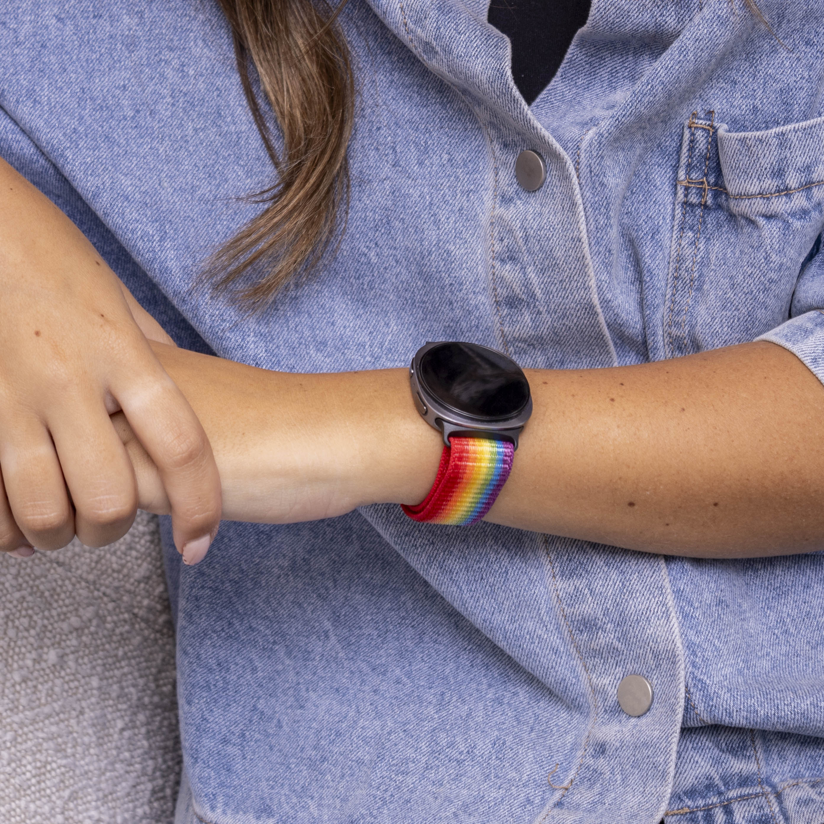 Samsung Galaxy Watch 8 - 44mm Nylonarmband (Regenbogen)