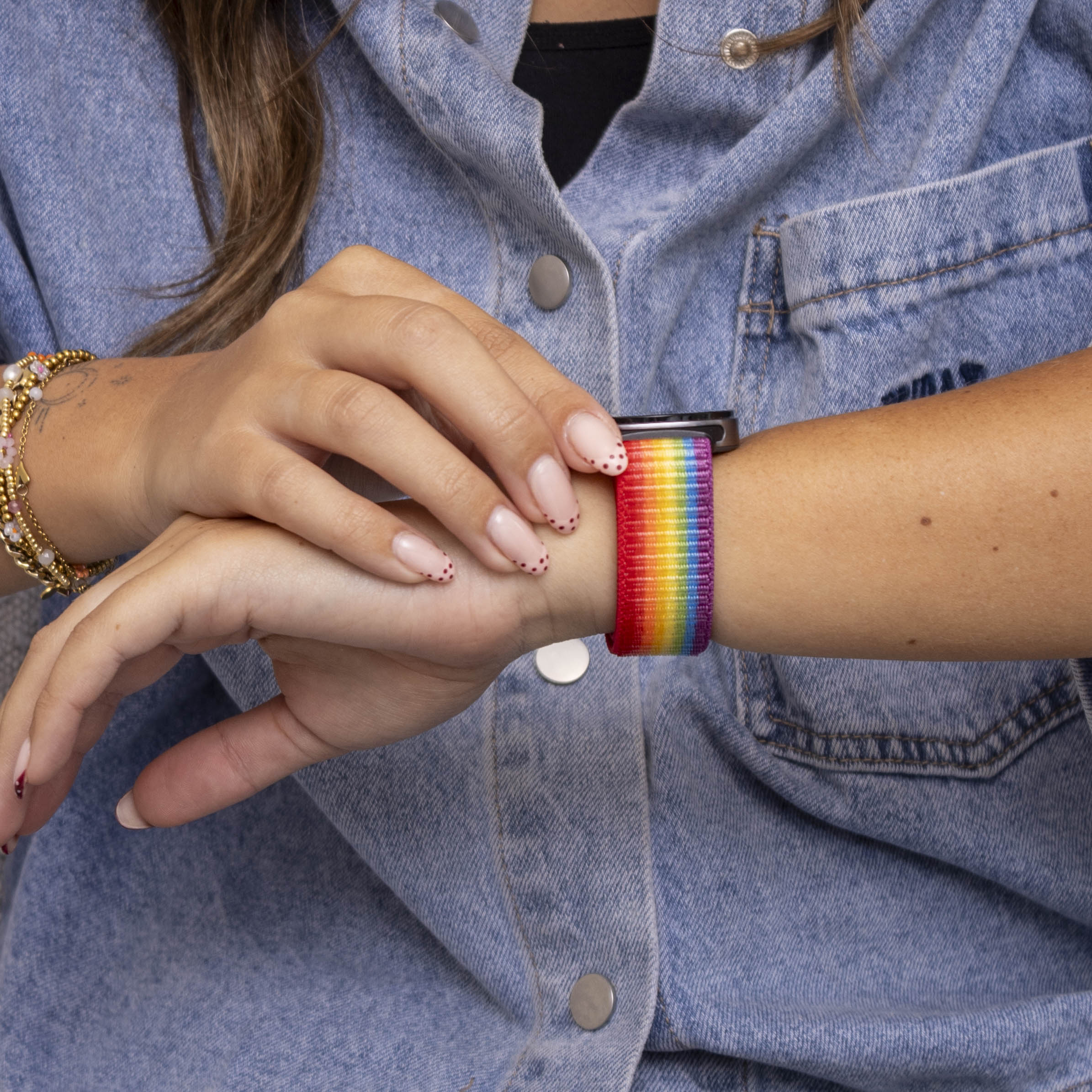 Samsung Galaxy Watch 8 - 44mm Nylonarmband (Regenbogen)