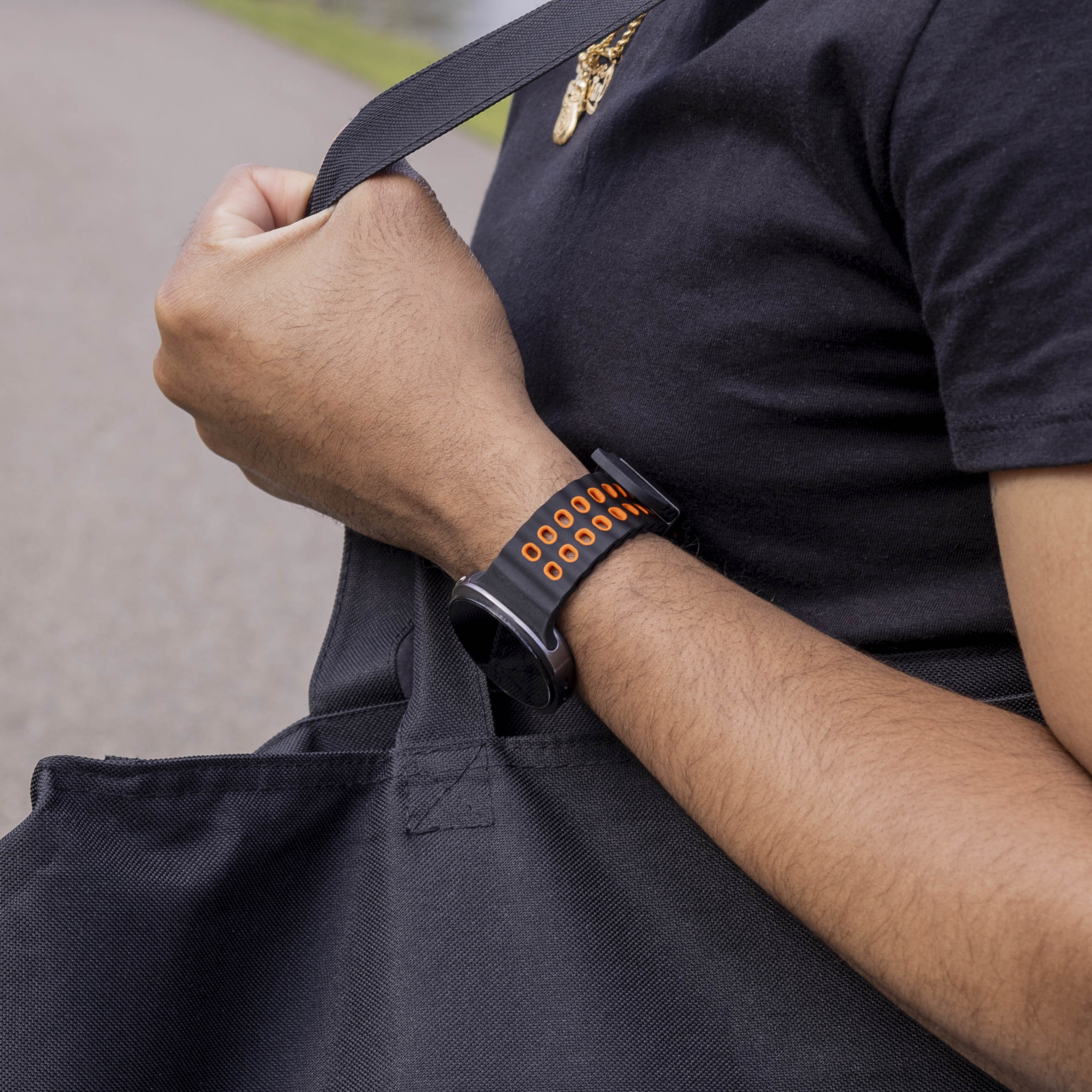 Samsung Galaxy Watch 8 - 44mm Ocean Armband (Schwarz/Orange)