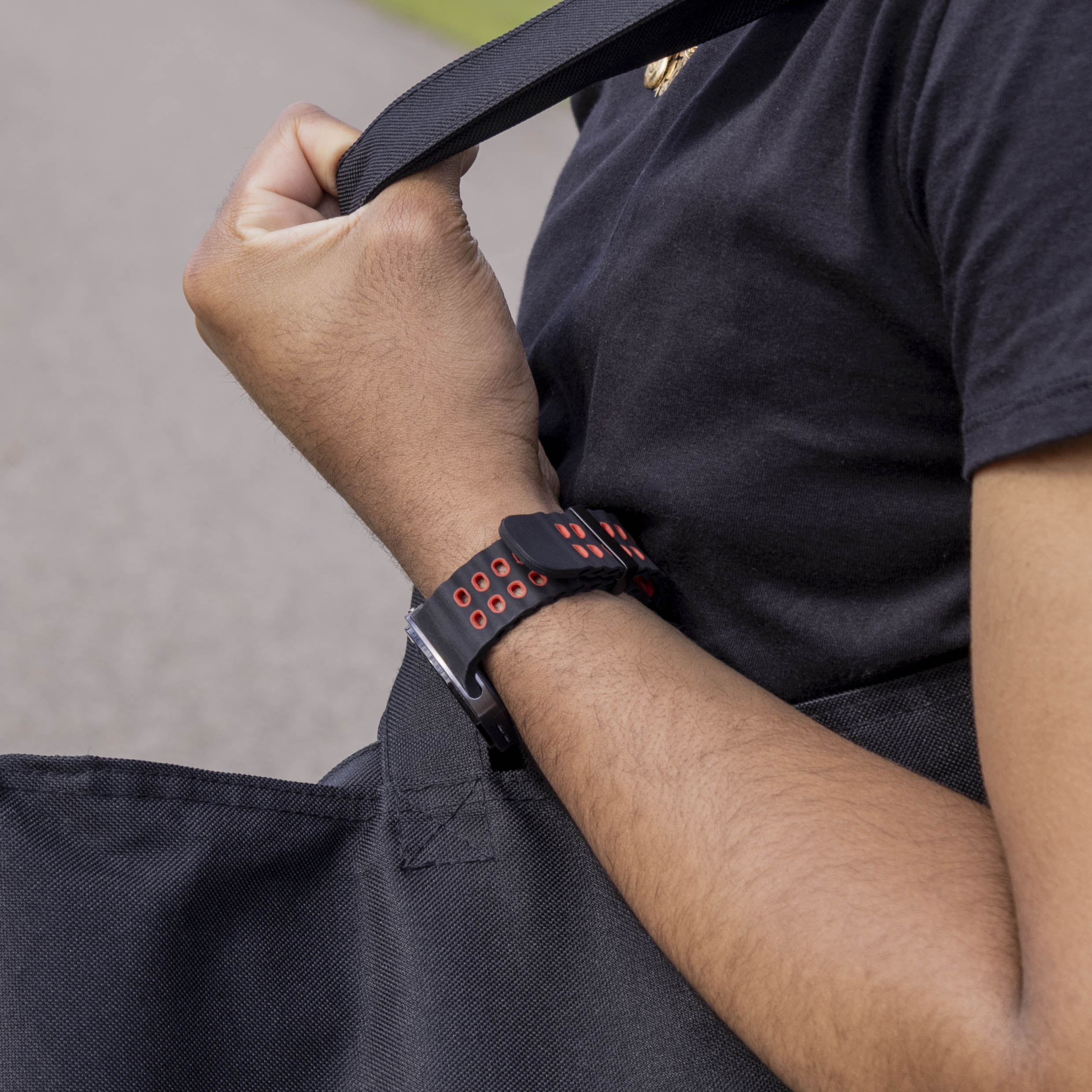 Samsung Galaxy Watch 8 - 44mm Ocean Armband (Schwarz/Rot)