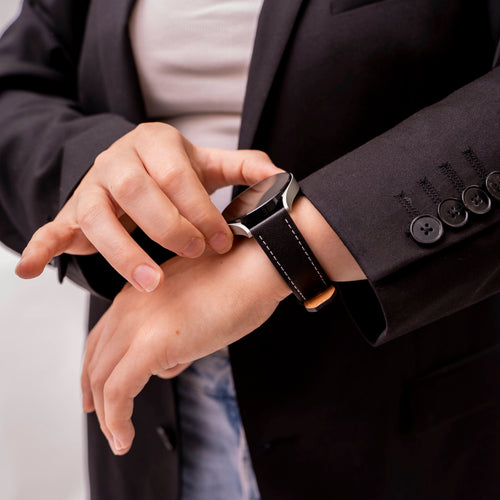 Samsung Galaxy Watch FE 'One Push' Lederarmband (Schwarz)