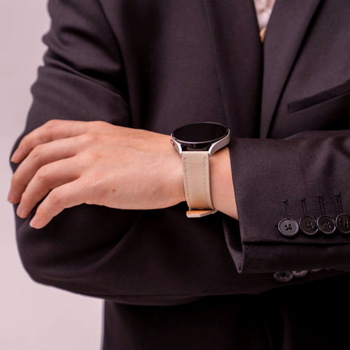 Fossil Gen 6 - 42mm 'One Push' Leather Strap (Beige)