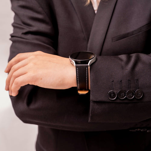 Samsung Galaxy Watch FE 'One Push' Lederarmband (Schwarz)