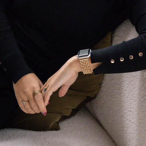 Apple Watch Stahlperlenarmband (Gold)