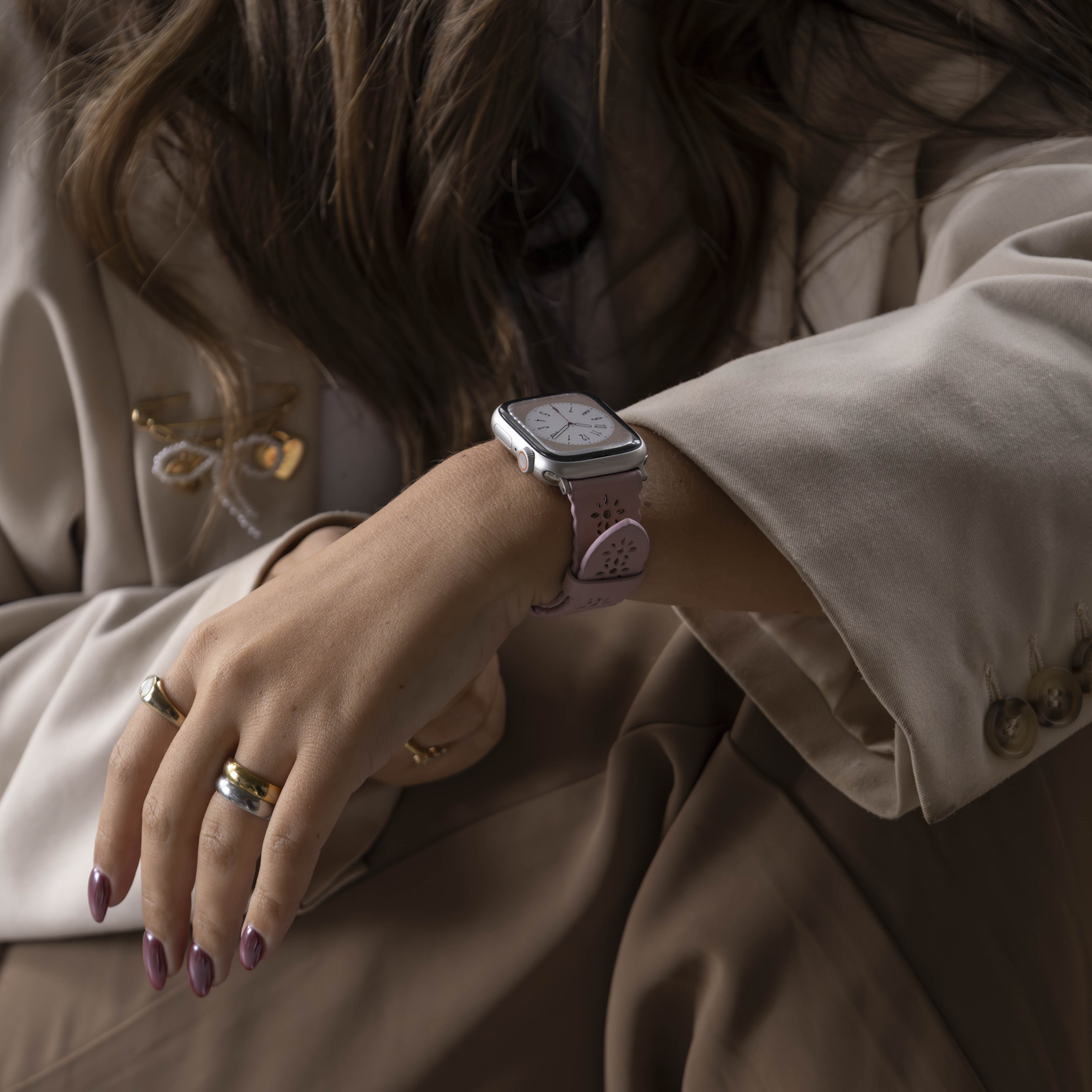 Apple Watch Silikonarmband mit Muster (Rosa)