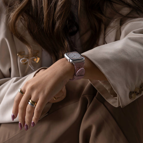 Apple Watch Lederarmband mit Muster (Rosa)