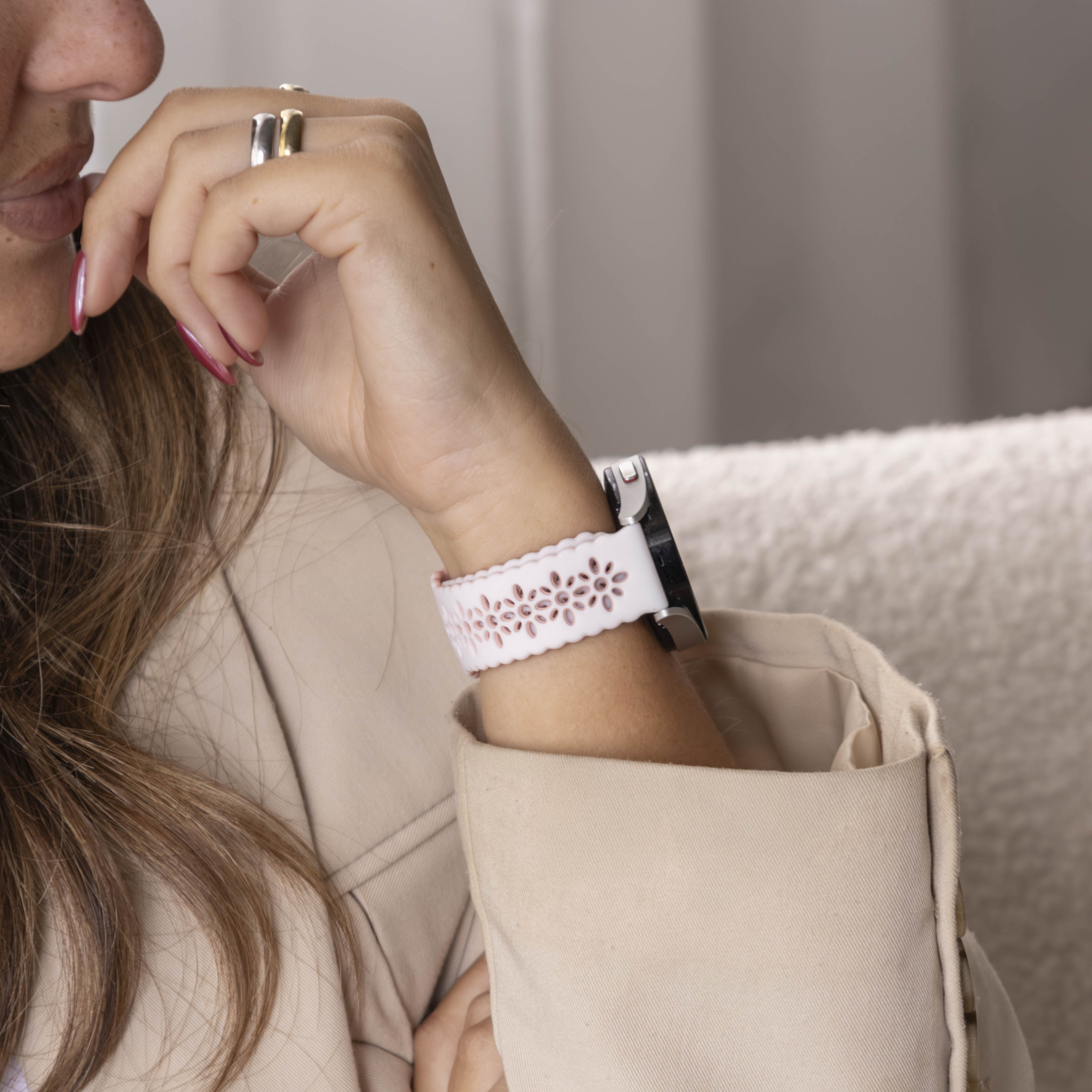 Xiaomi Amazfit GTS Silikonarmband mit Muster (Weiß/Rosa)