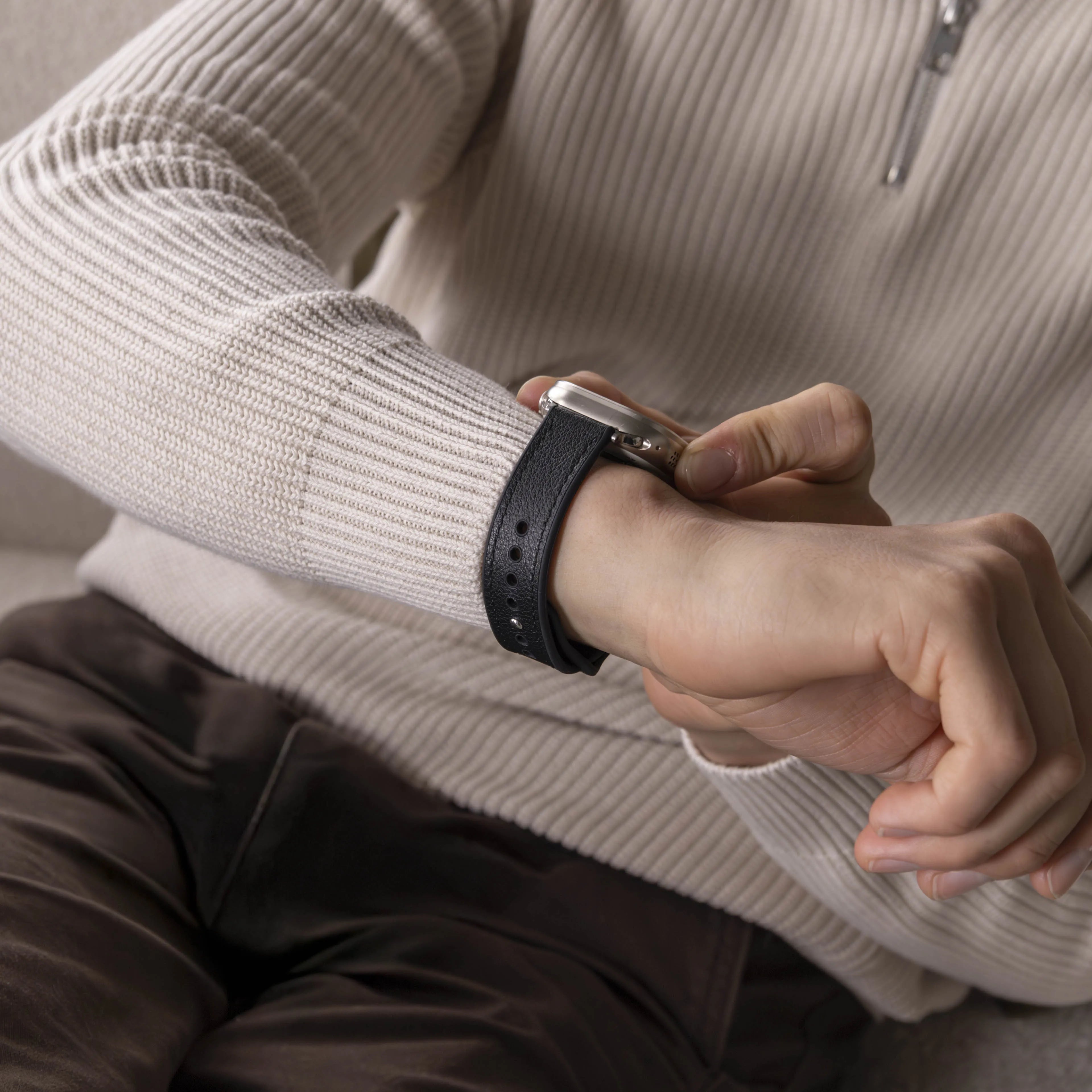 Apple Watch Leder Hybrid-Armband (Schwarz)