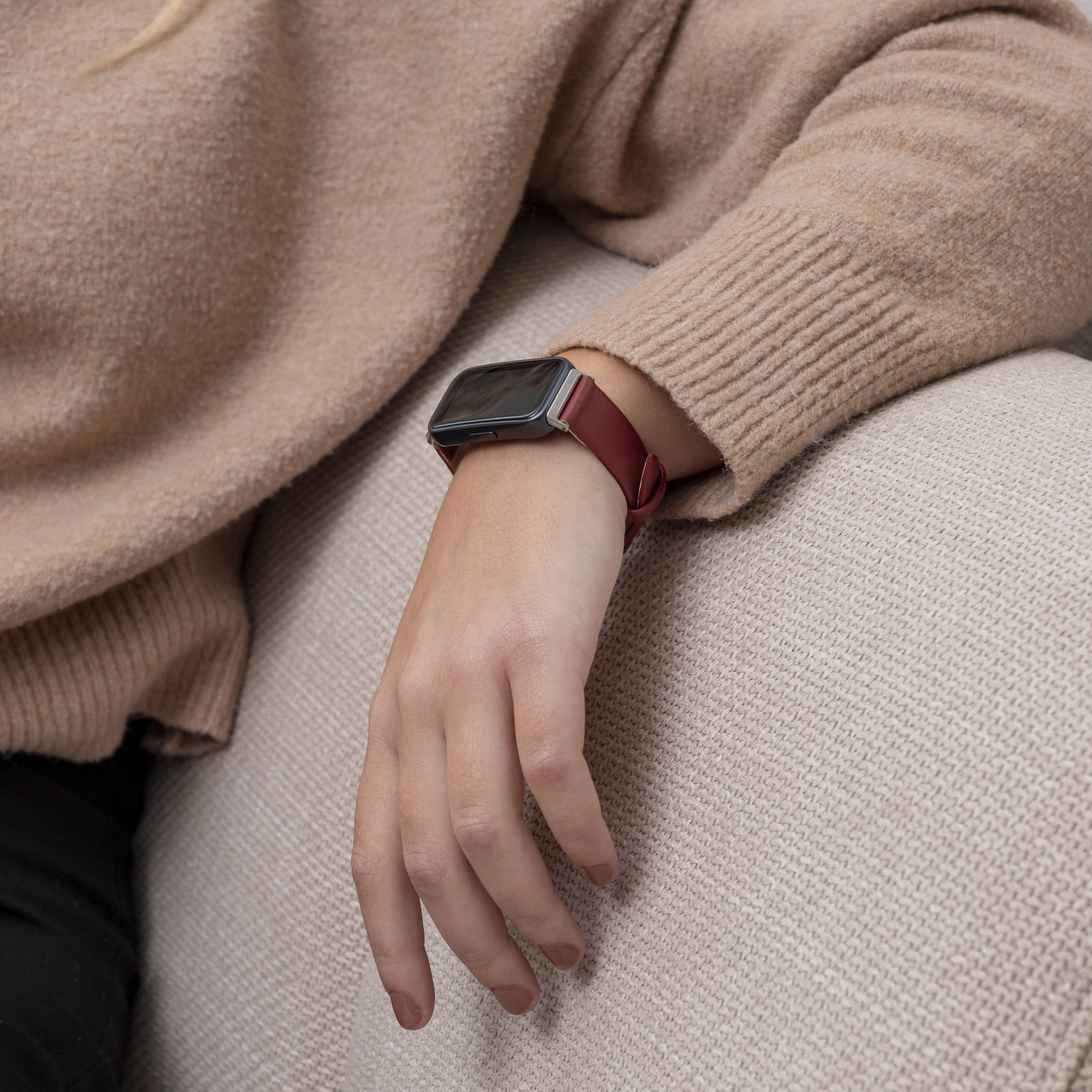 Huawei Band 8 Leder Armband (Weinrot)