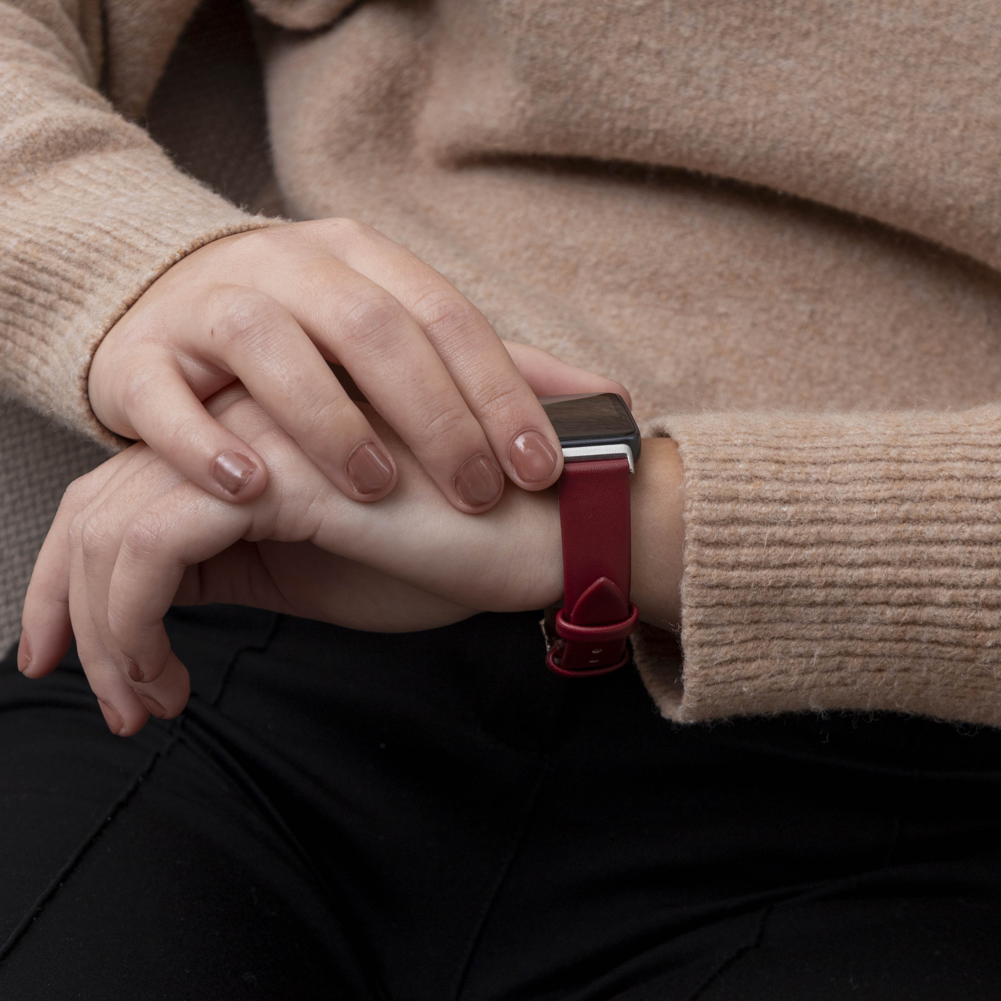 Huawei Band 8 Leder Armband (Weinrot)