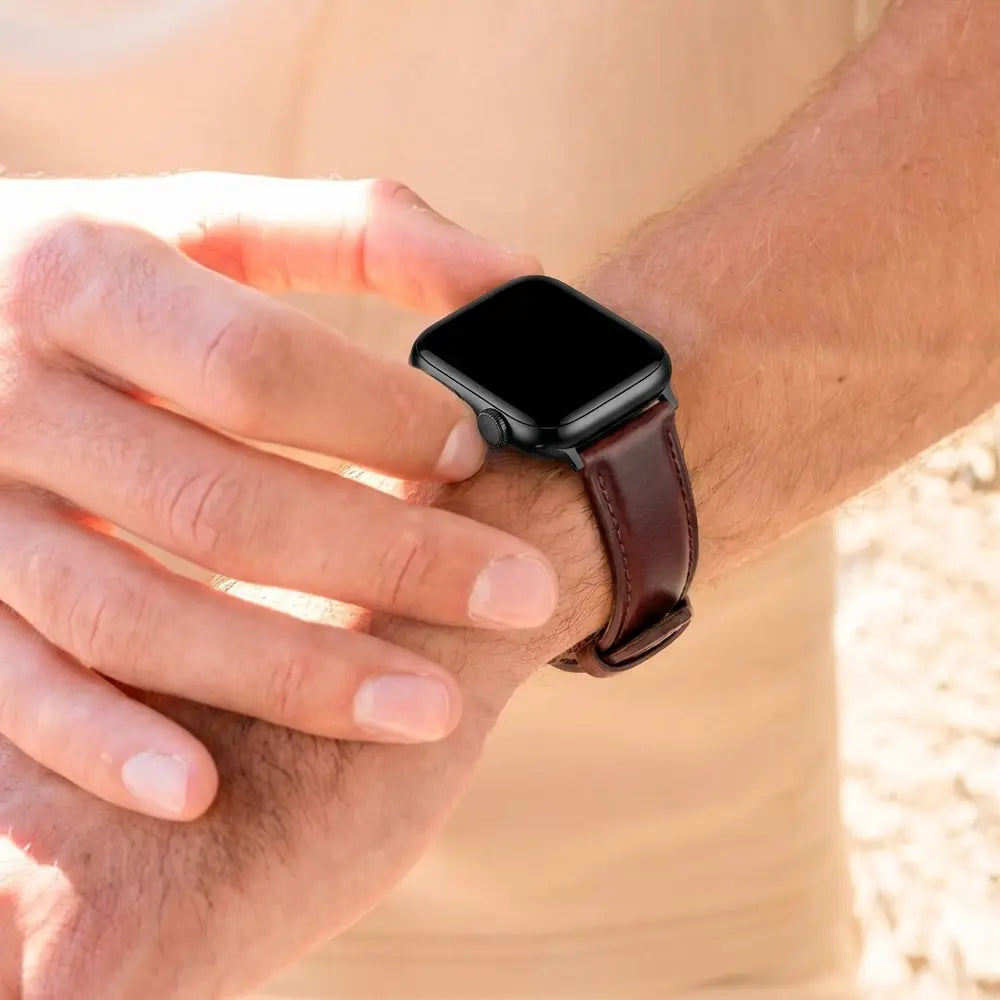 Bandz Apple Watch genuine leren band (donkerbruin)