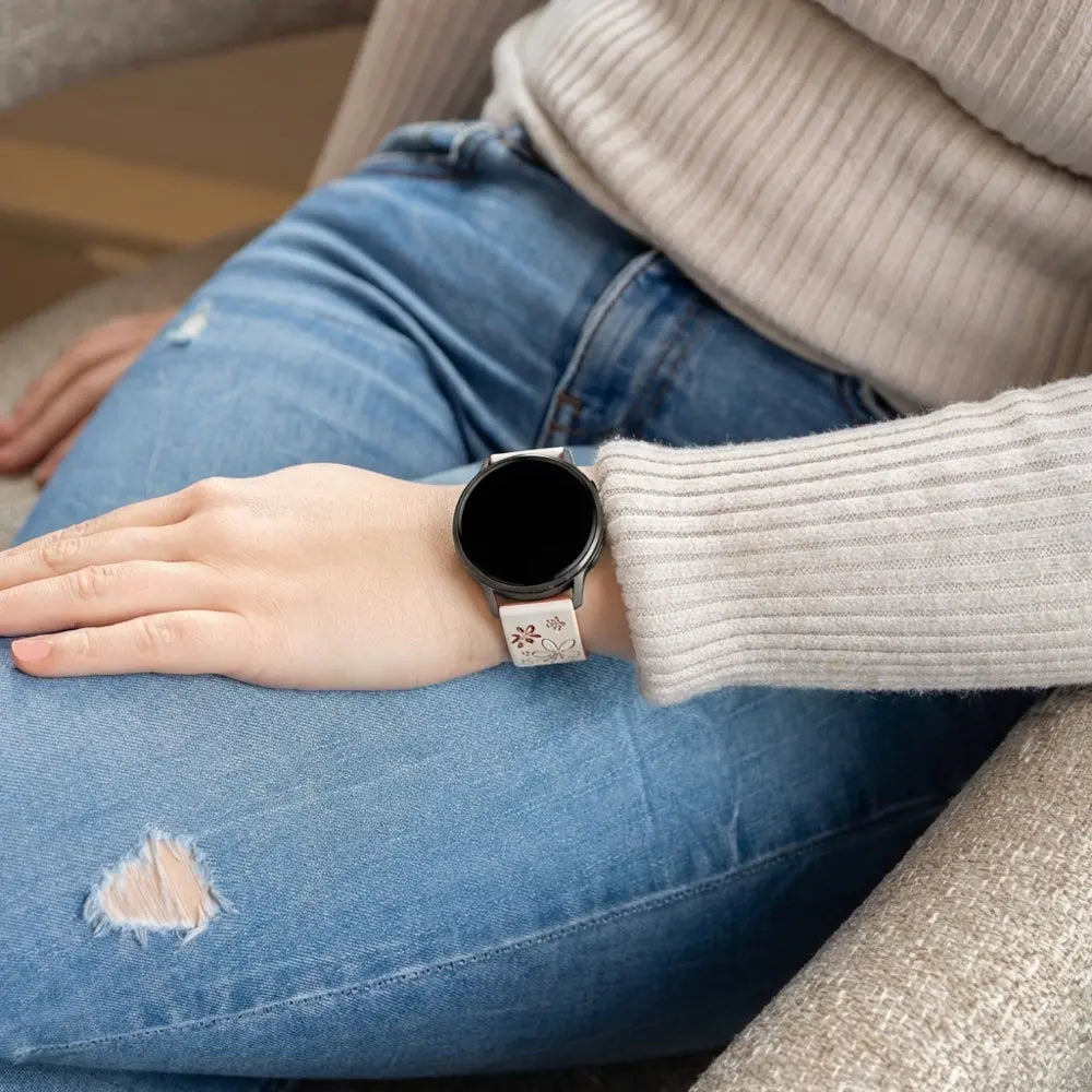 Bandz Garmin Vivomove Sport Silikonarmband 'Flowers' (Polarstern/Braun)