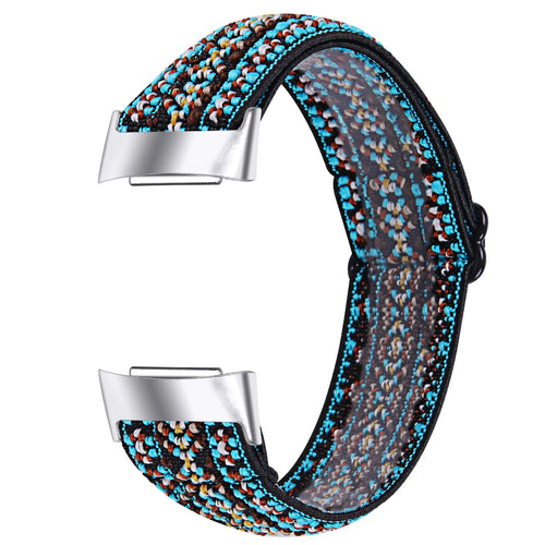Nylon Elastic Strap, blue embroidery