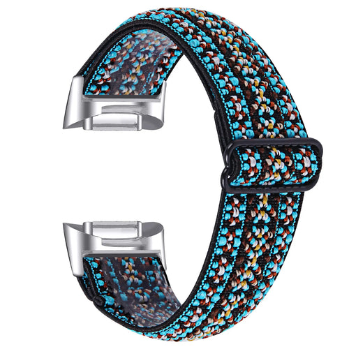 Nylon Elastic Strap, blue embroidery