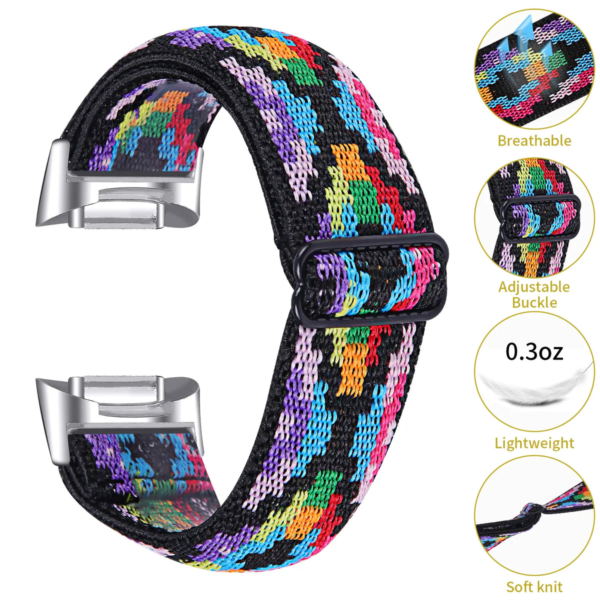 Fitbit Charge 6 Elastisches Armband (Farbenfroh)