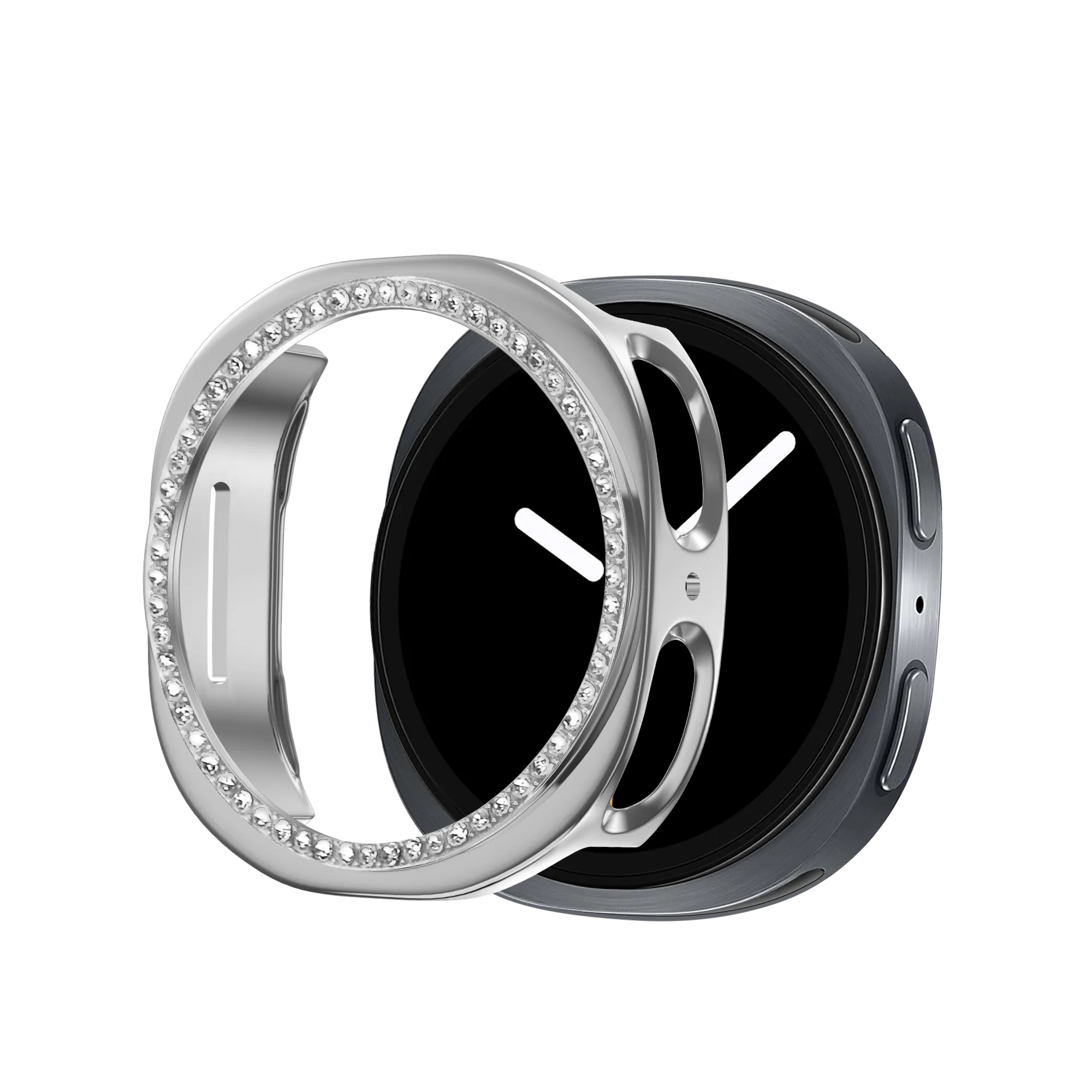 Bandz Samsung Galaxy Watch 8 - 40mm Diamant PC Hülle (Silber)