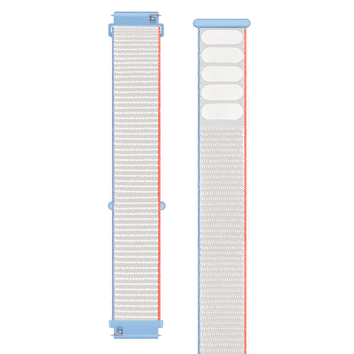 Nylon Strap, milk white, laid flat, separate parts, direct top view