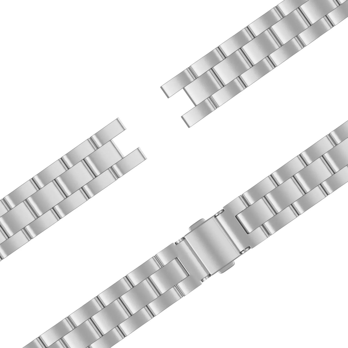Steel Strap 'Classic', silver, laid flat, separate parts, direct top view