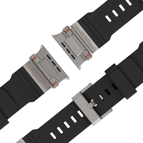 Bandz Apple Watch Silikonarmband 'Explorer' (Schwarz mit Titan)