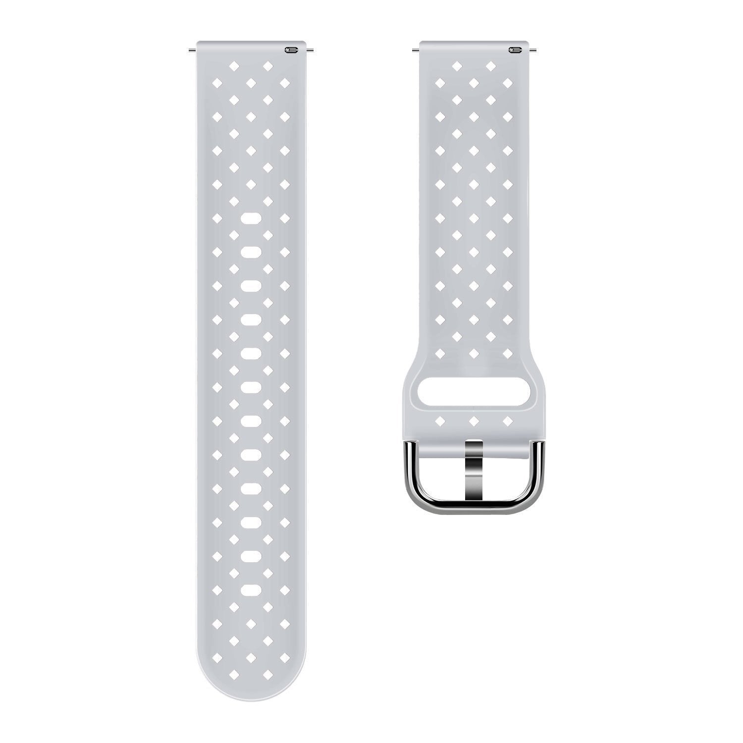 Braided Silicone Strap, grey, laid flat, separate parts, direct top view