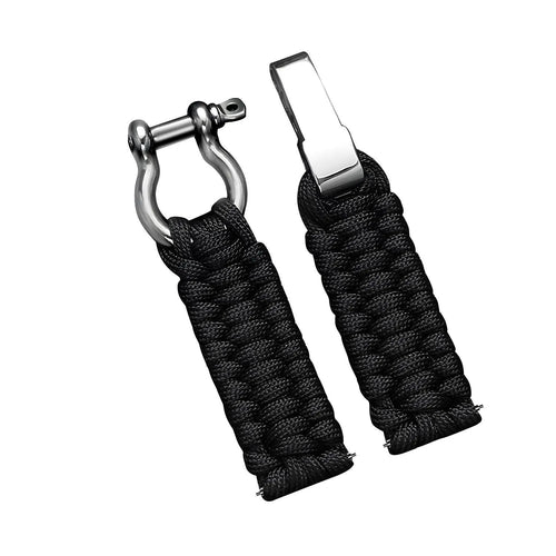 Nylon Rope Strap, black, laid flat, separate parts, direct top view