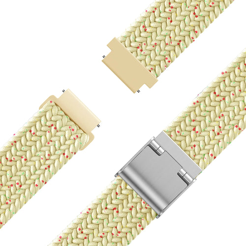 Woven Nylon Strap, beige, laid flat, separate parts, direct top view