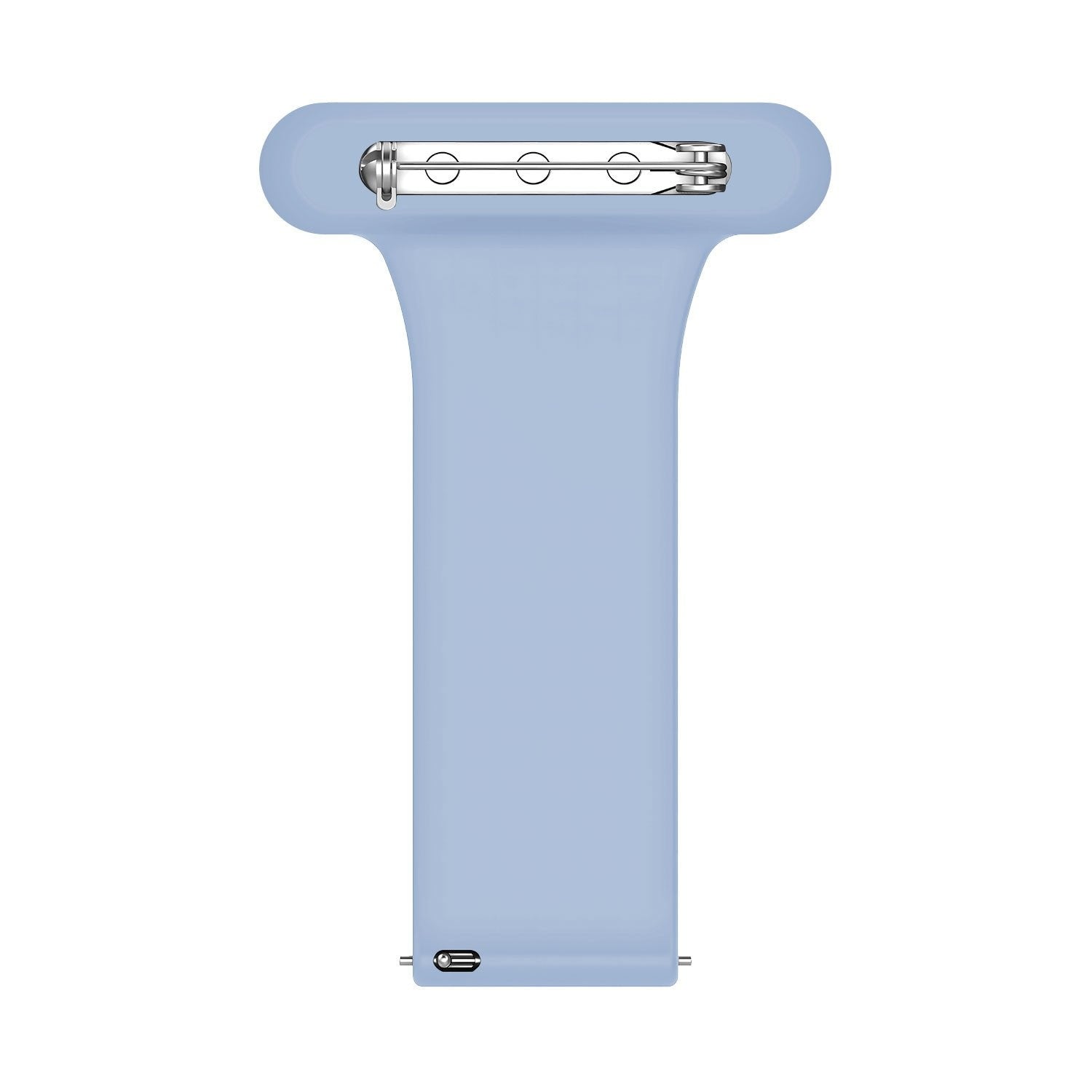 Silicone Nurse Fob, light blue, laid flat, separate parts, direct top view