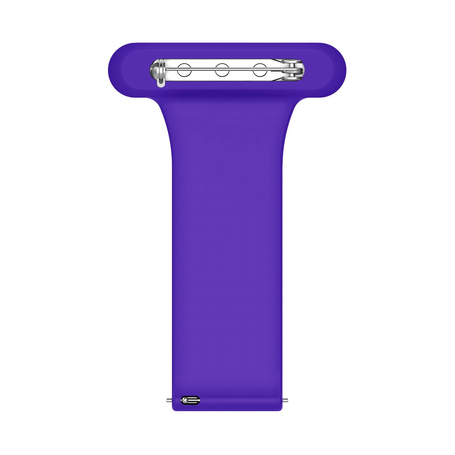Silicone Nurse Fob, purple, laid flat, separate parts, direct top view
