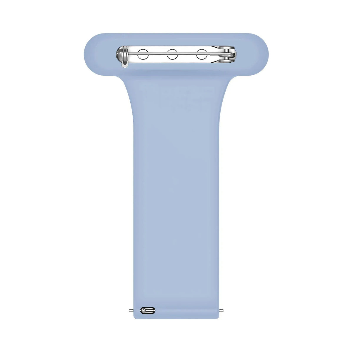 Silicone Nurse Fob, light blue, laid flat, separate parts, direct top view
