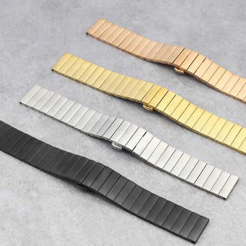 Metal Strap, rose gold, laid flat, separate parts, direct top view