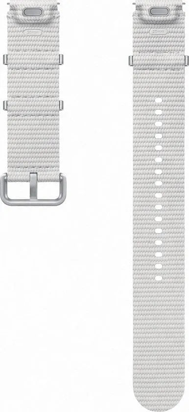 Nylon Athleisure Strap, silver, laid flat, separate parts, direct top view