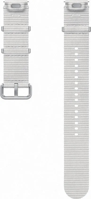 Nylon Athleisure Strap, silver, laid flat, separate parts, direct top view