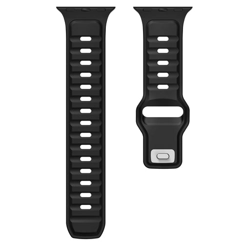 Silicone Premium Outdoor Strap, laid flat, separate parts, direct top view