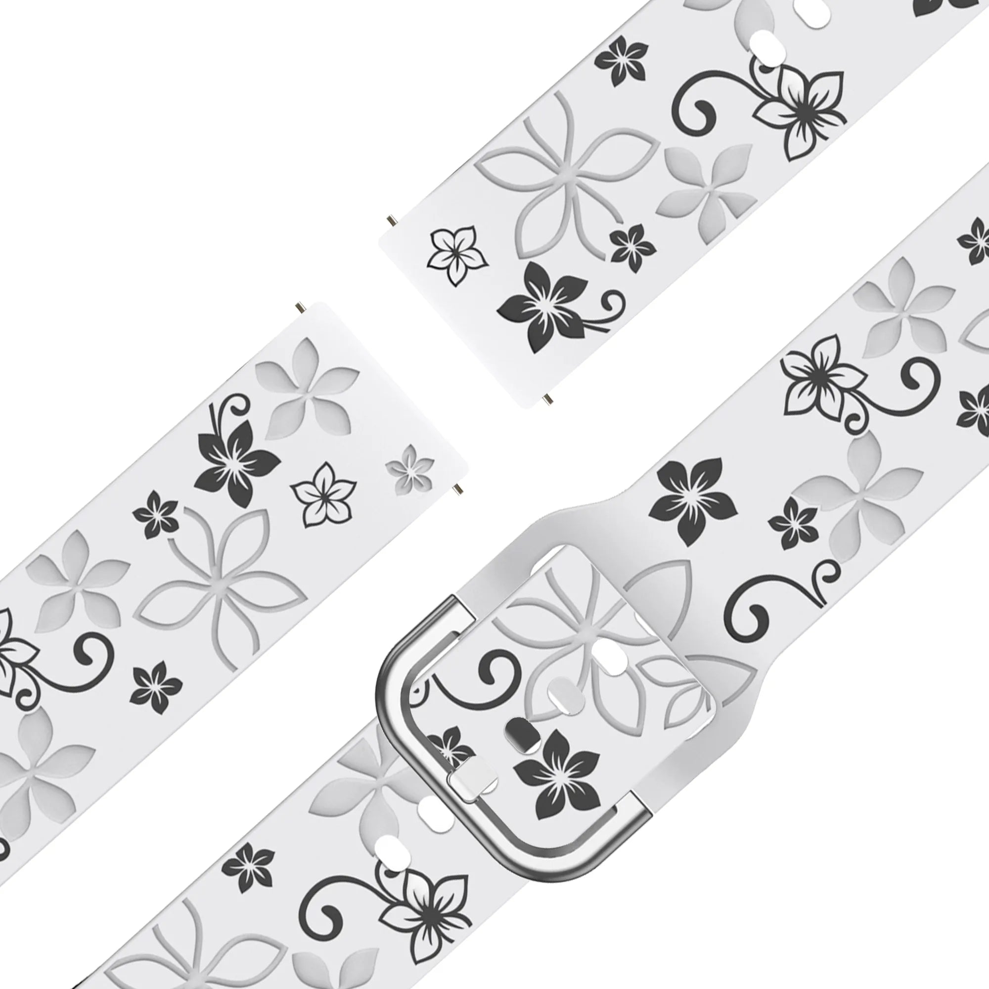 Bandz Garmin Bounce 2 Silicone Strap 'Flowers' (White/Black)
