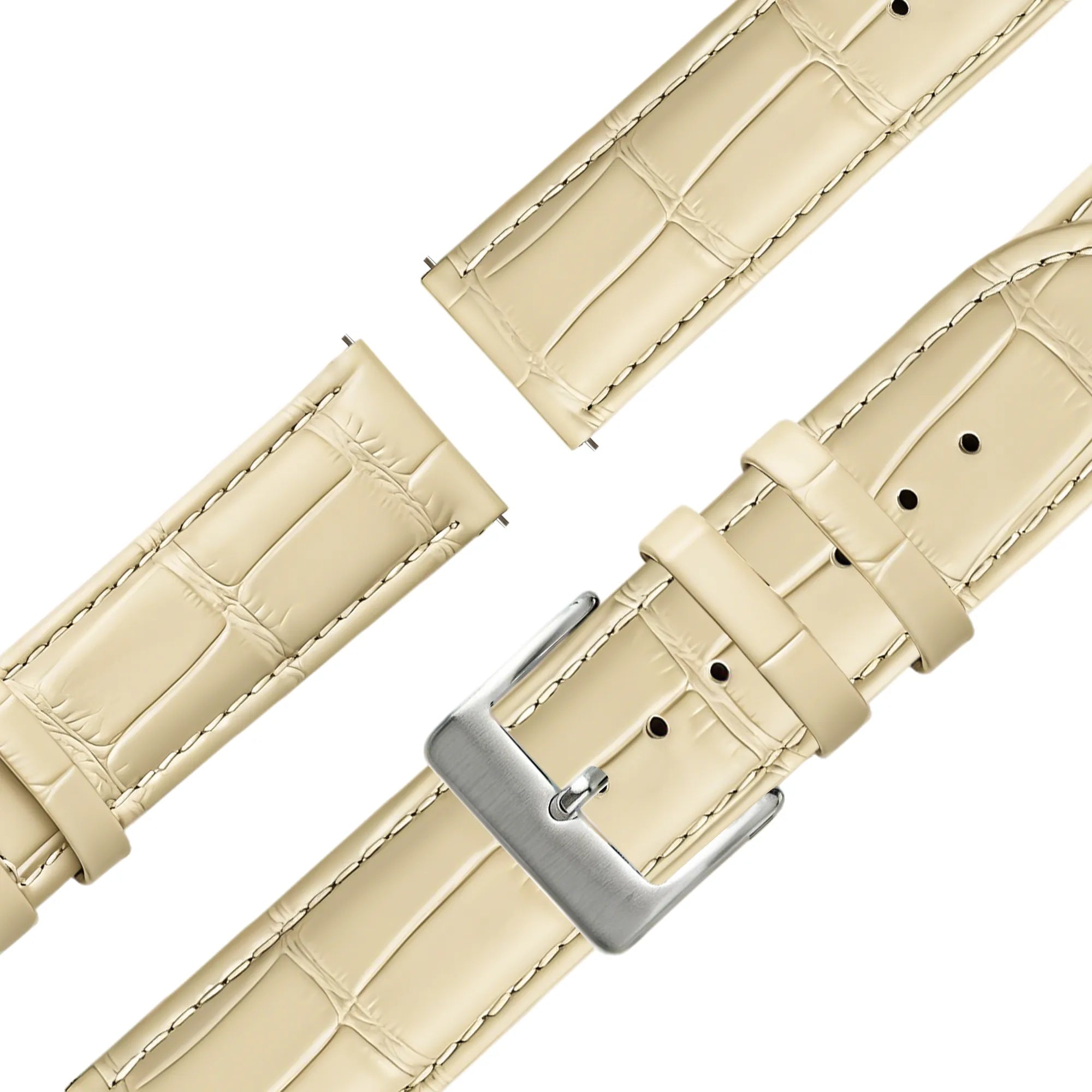 Bandz Garmin Venu SQ Leather Strap Crocodile Grain (Beige)