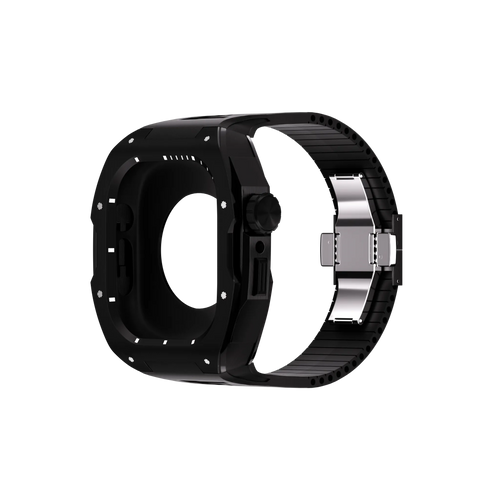 Reqior Apple Watch 45mm Hülle mit integriertem Gummi-Armband (Schwarz)
