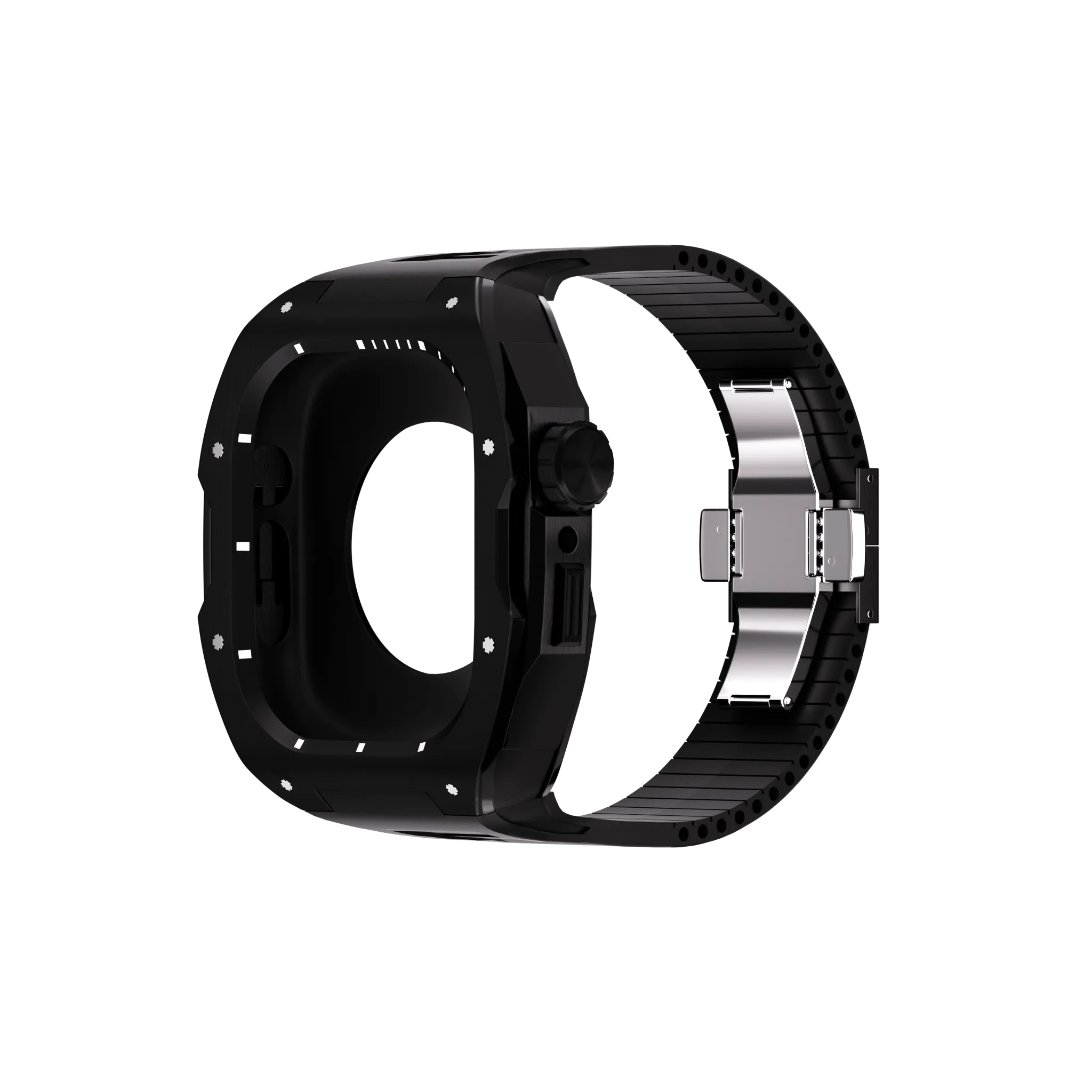 Reqior Apple Watch 45mm Hülle mit integriertem Gummi-Armband (Schwarz)
