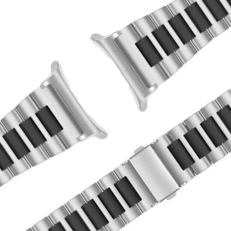 Bandz Samsung Galaxy Watch Ultra Stahlgliederband 'Deluxe' (Silber/Schwarz)