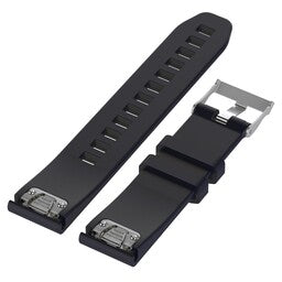 Glossy Silicone Strap, dark blue, laid flat, separate parts, direct top view