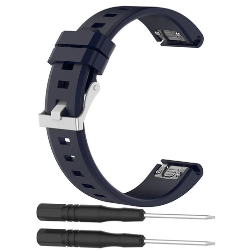 Garmin Quatix 8 - 47mm Glänzendes Silikonarmband (Dunkel Blau)