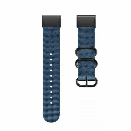 Nylon Buckle Strap, blue, laid flat, separate parts, direct top view