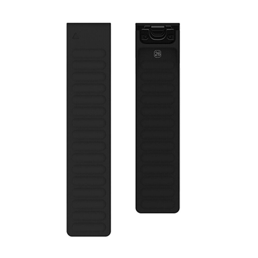 Magnetic Silicone Strap, black, laid flat, separate parts, direct top view