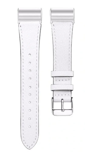 Modern Leather Strap, white, laid flat, separate parts, direct top view