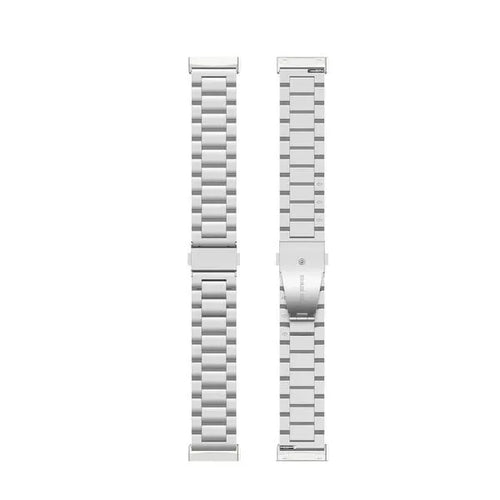 Steel Strap, silver, laid flat, separate parts, direct top view