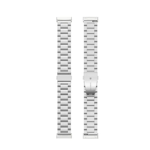 Steel Strap, silver, laid flat, separate parts, direct top view