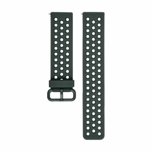 Breathable Silicone Strap, grey-blue, laid flat, separate parts, direct top view