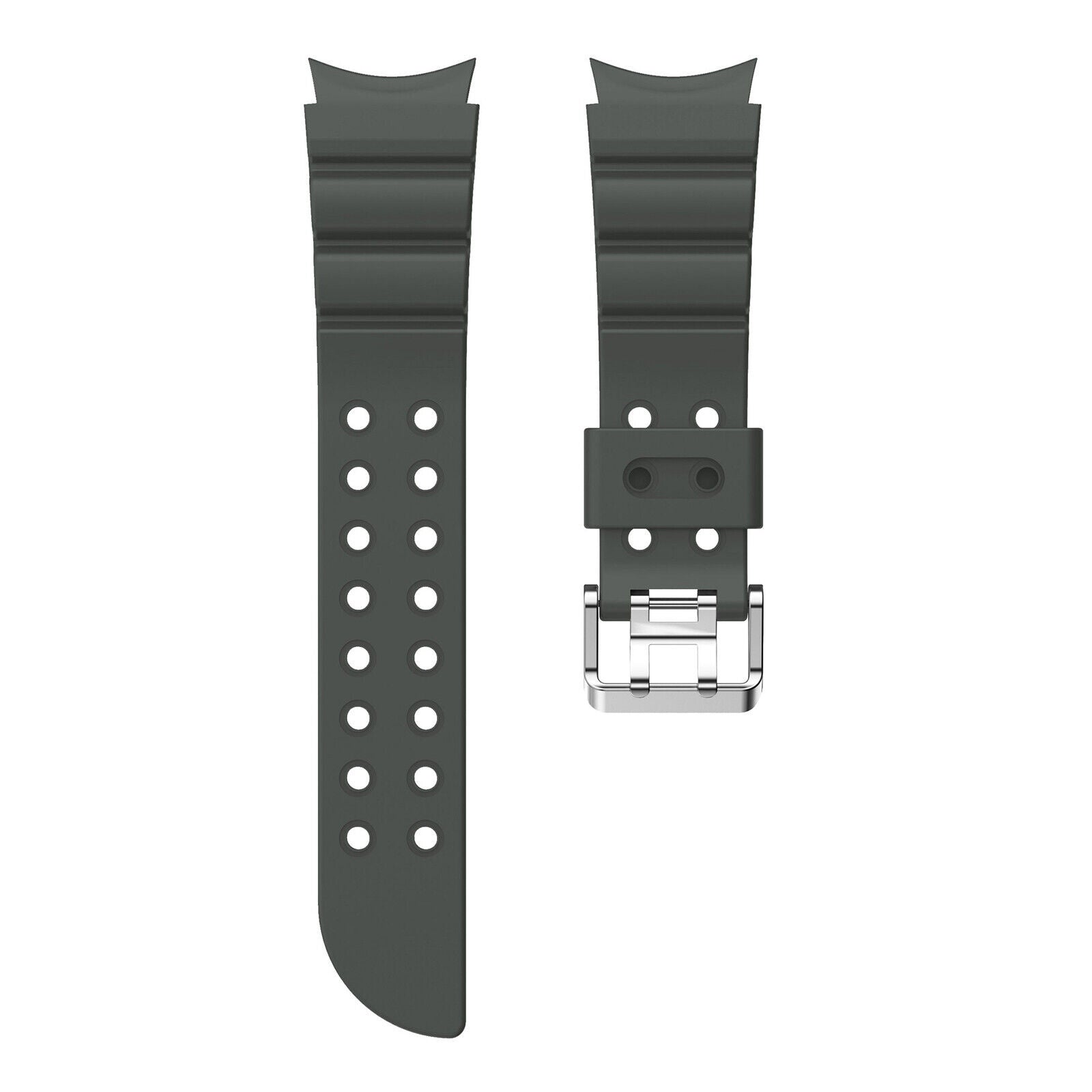 Silicone Strap 'Armour', dark grey, laid flat, separate parts, direct top view