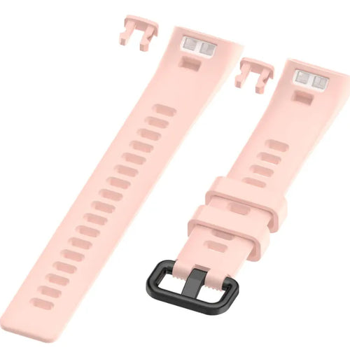 Silicone Strap, light pink, laid flat, separate parts, direct top view