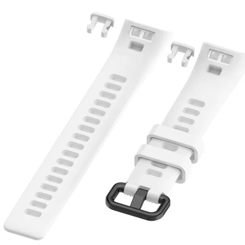 Silicone Strap, white, laid flat, separate parts, direct top view
