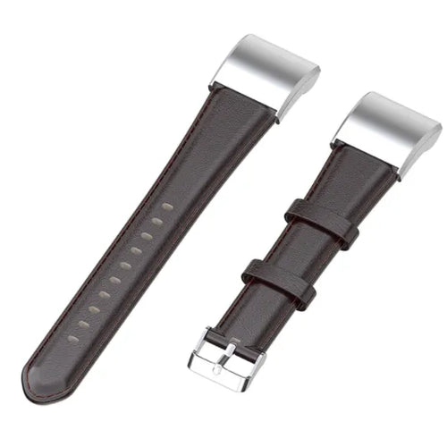 Leather Strap, dark brown, laid flat, separate parts, direct top view